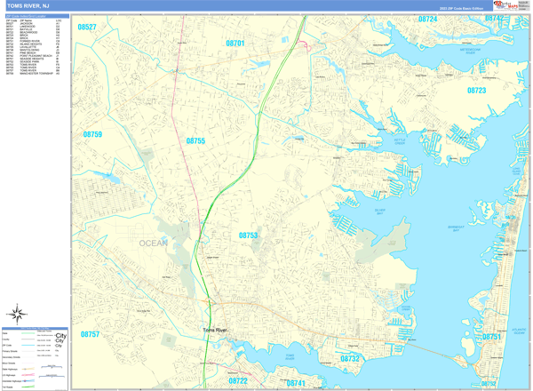 Toms River Wall Map